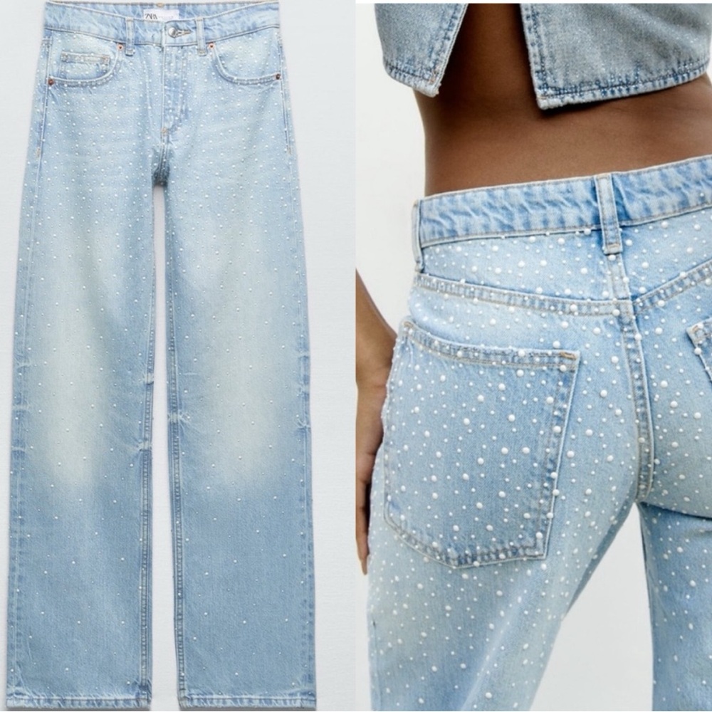NWT - Zara - Pearl TRF Wide Leg Jeans
